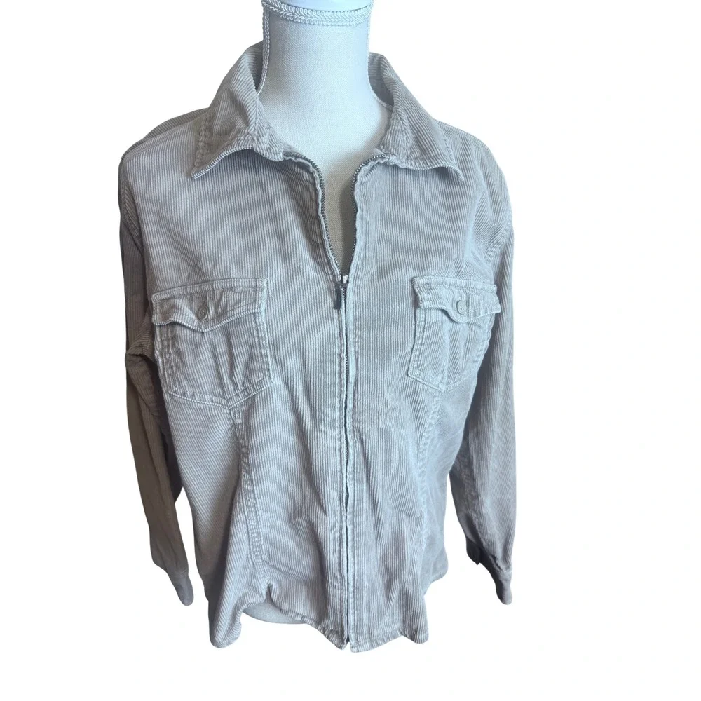 Sonoma Tan Corduroy Zip Up Jacket Womens XL Cotton Shacket Beige